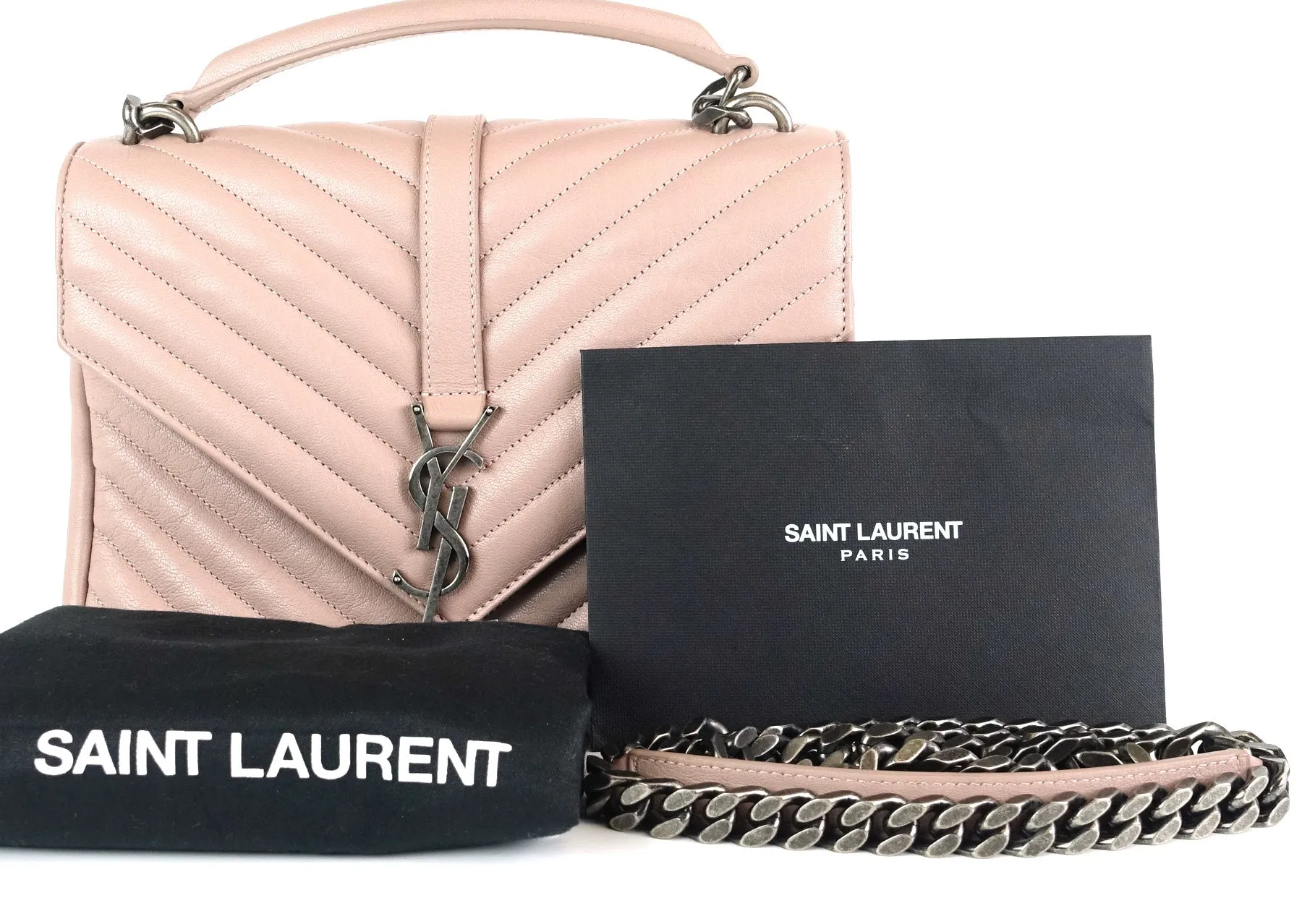 Sac Saint Laurent Collège Matelassé en Cuir de Veau Taille Moyenne