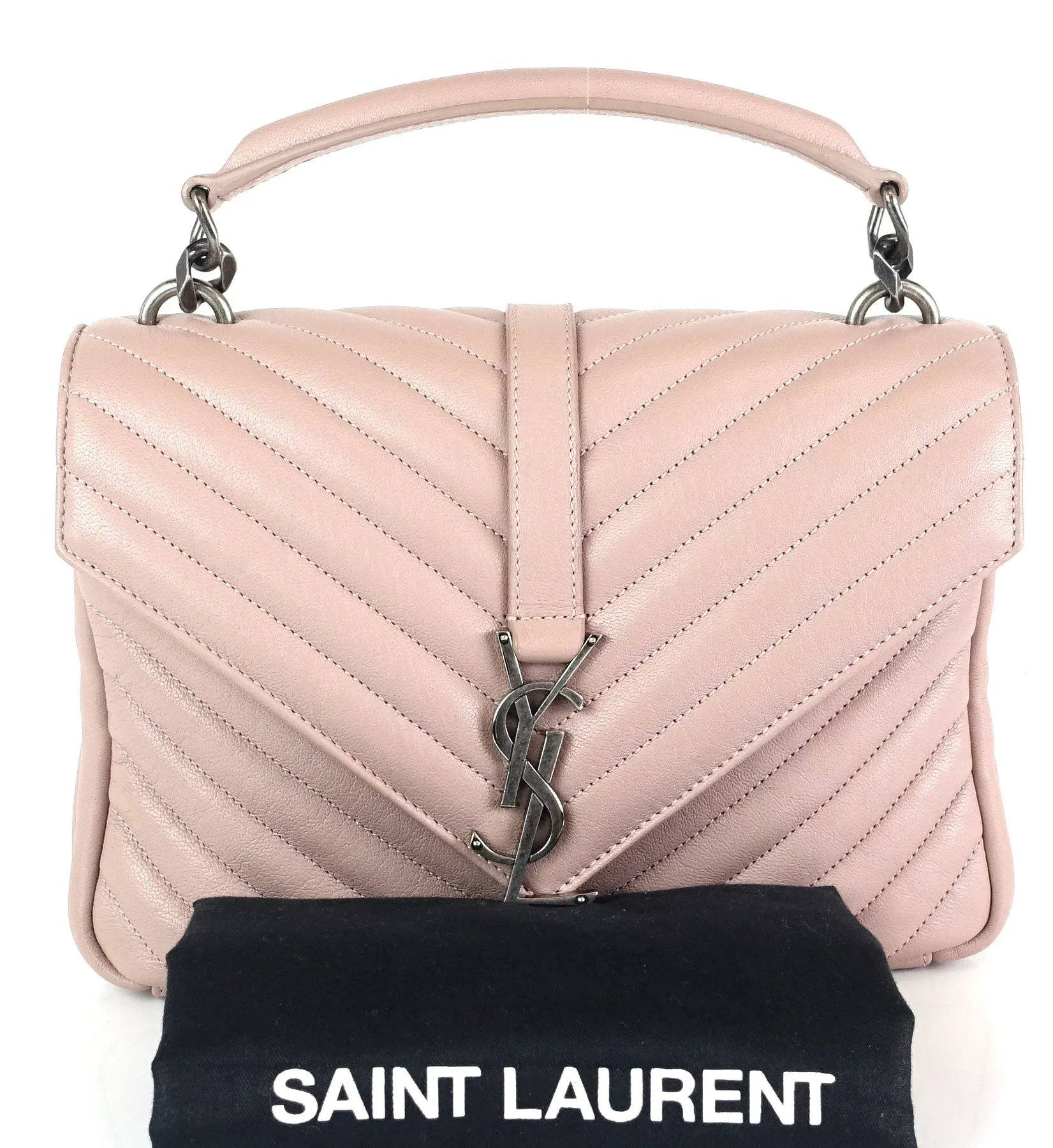 Sac Saint Laurent Collège Matelassé en Cuir de Veau Taille Moyenne