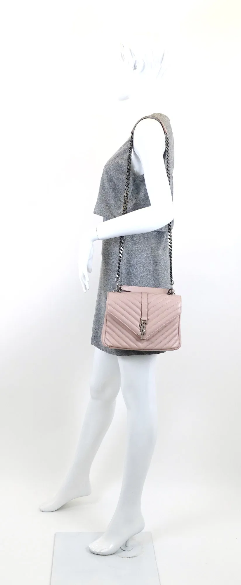 Sac Saint Laurent Collège Matelassé en Cuir de Veau Taille Moyenne