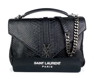 Sac Saint Laurent Collège Python en cuir gaufré grand modèle