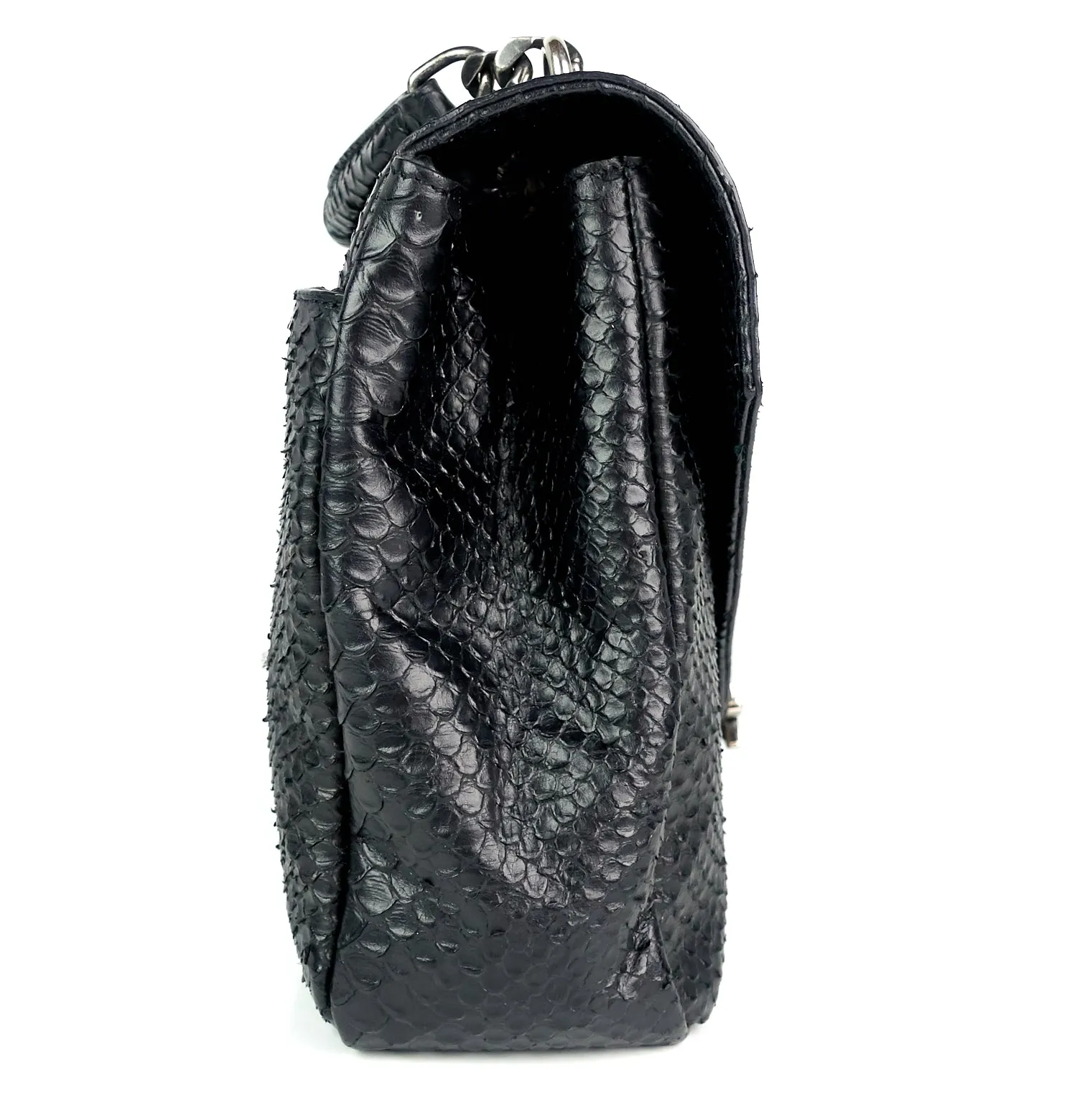 Sac Saint Laurent Collège Python en cuir gaufré grand modèle