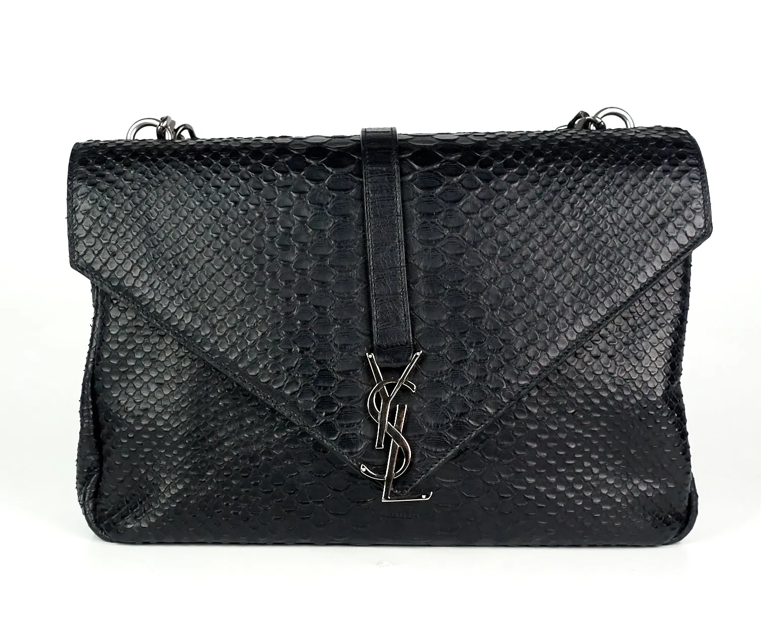 Sac Saint Laurent Collège Python en cuir gaufré grand modèle