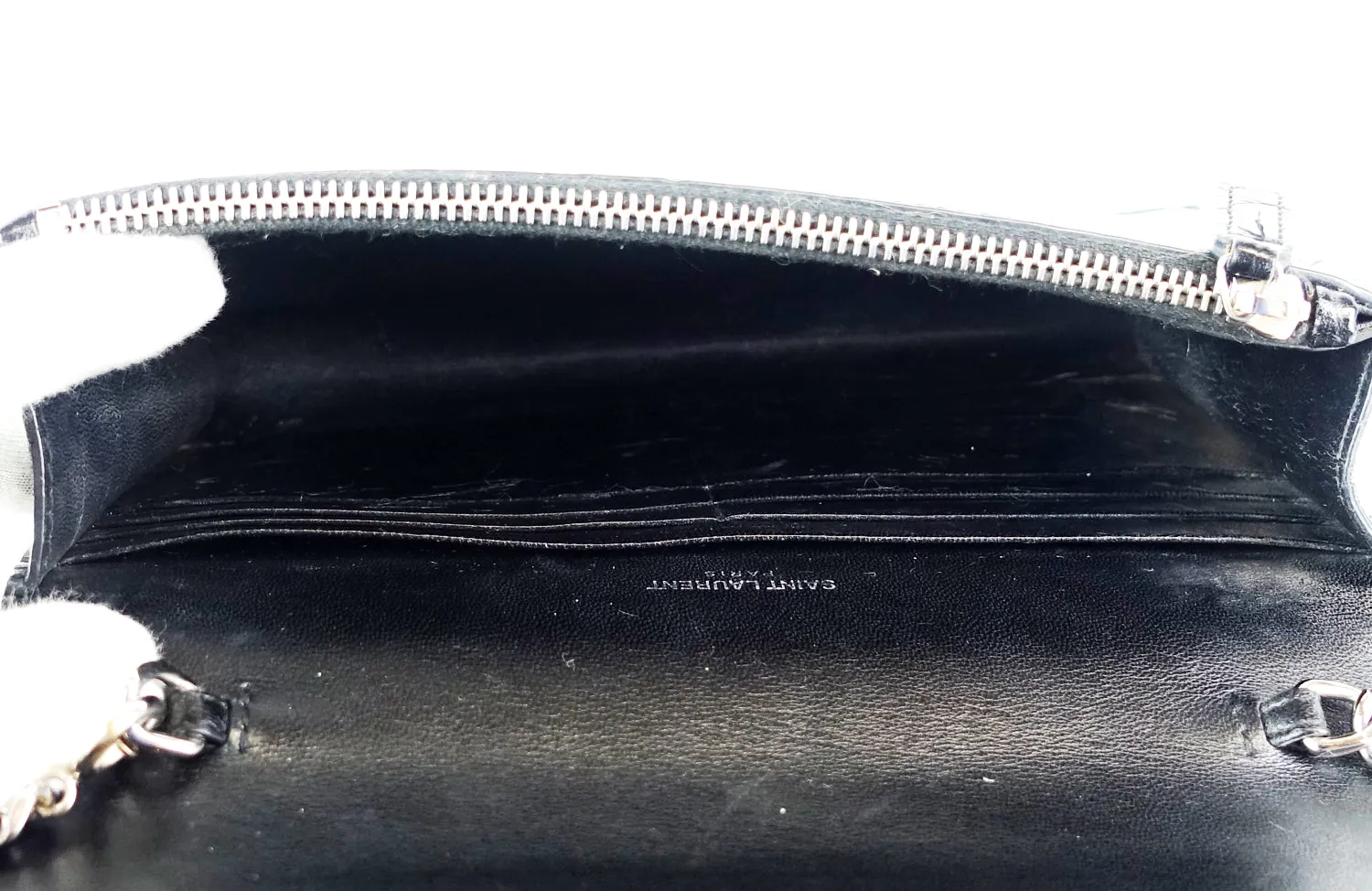 Sac Saint Laurent Kate en veau gaufré crocodile avec franges
