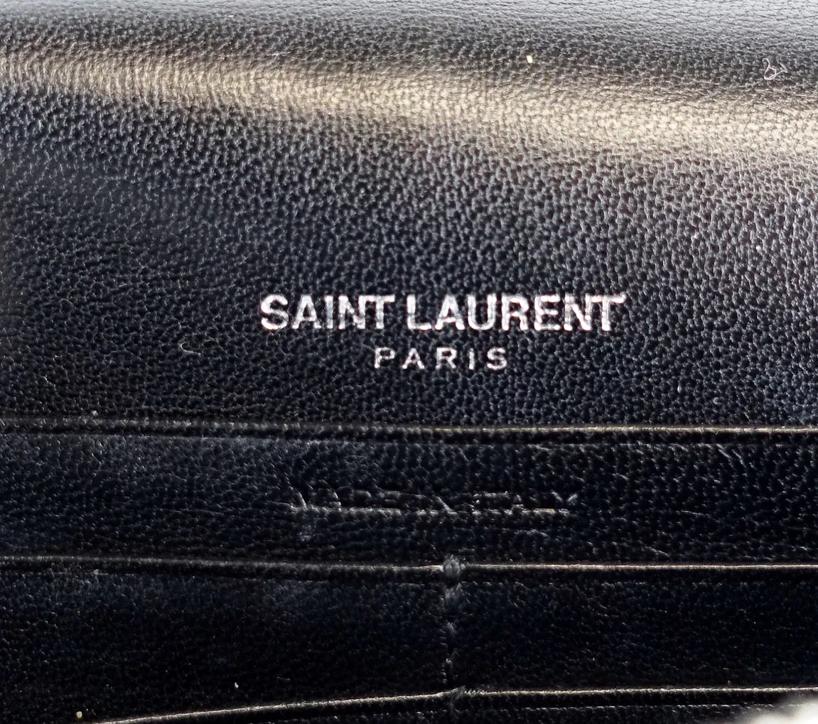 Sac Saint Laurent Kate en veau gaufré crocodile avec franges