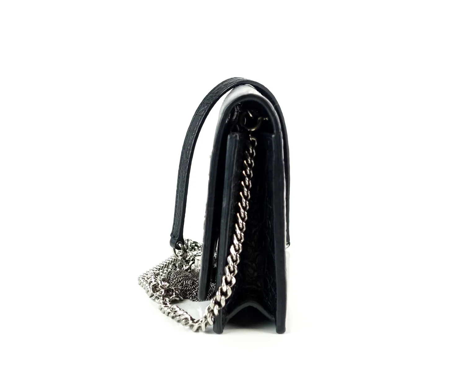 Sac Saint Laurent Kate en veau gaufré crocodile avec franges