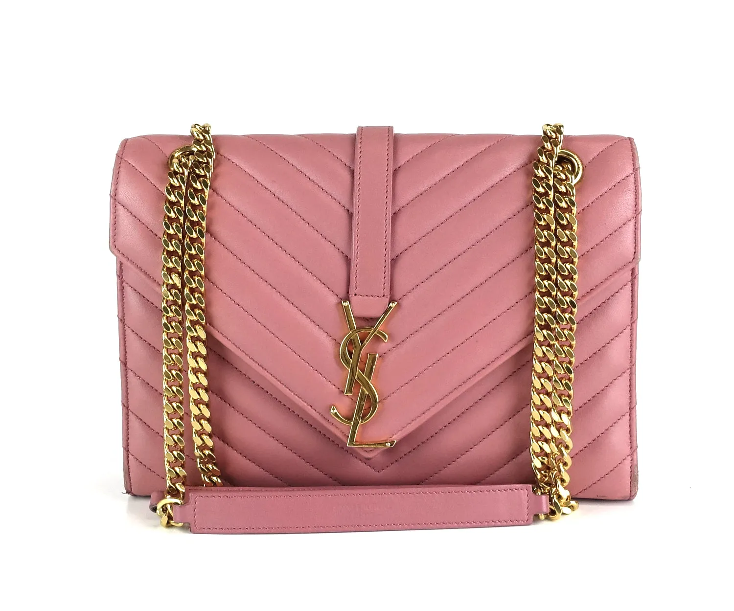 Sac Saint Laurent Matelassé Chevron en Cuir Classique Monogramme Taille Moyenne