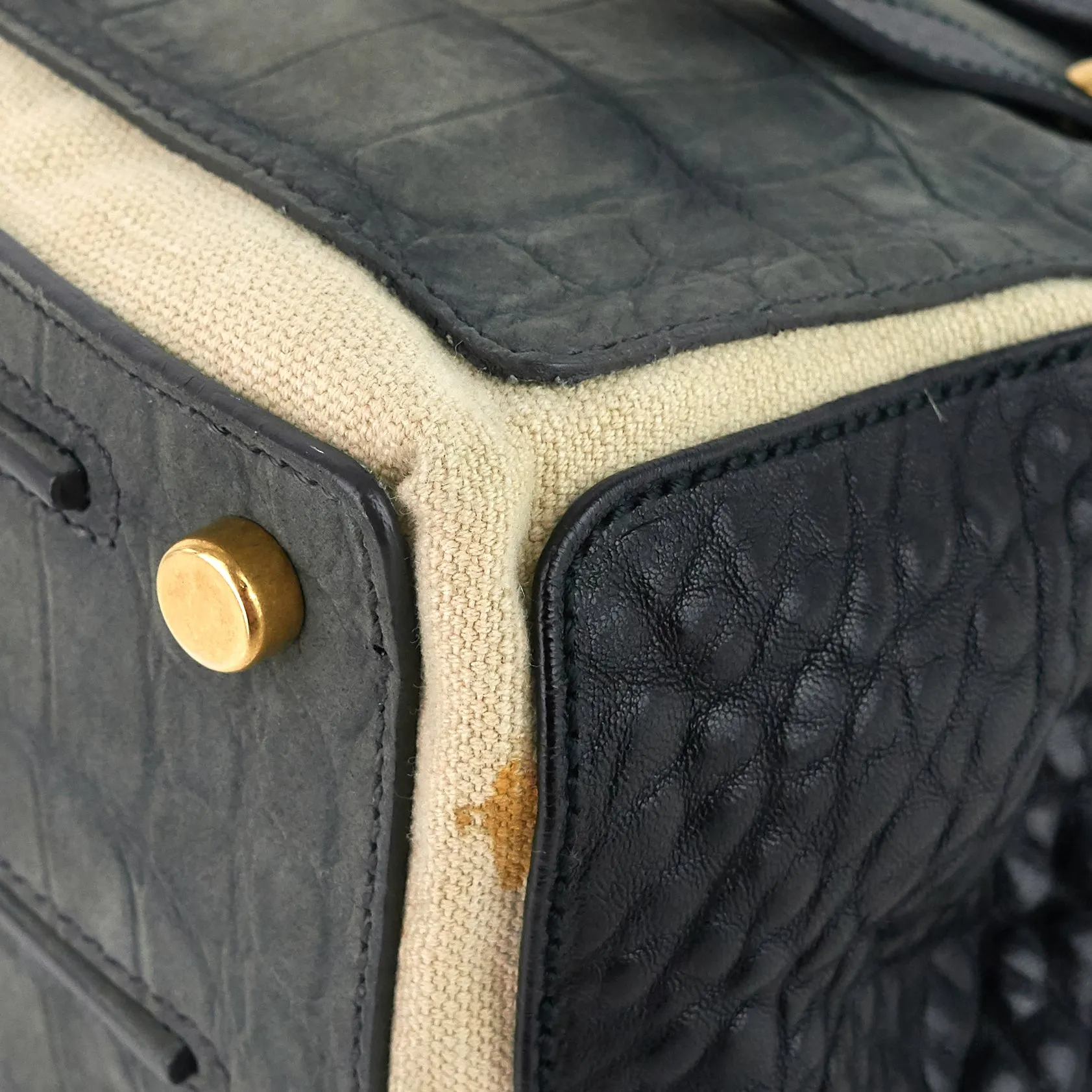 Sac Saint Laurent Muse en cuir bicolore, daim et toile