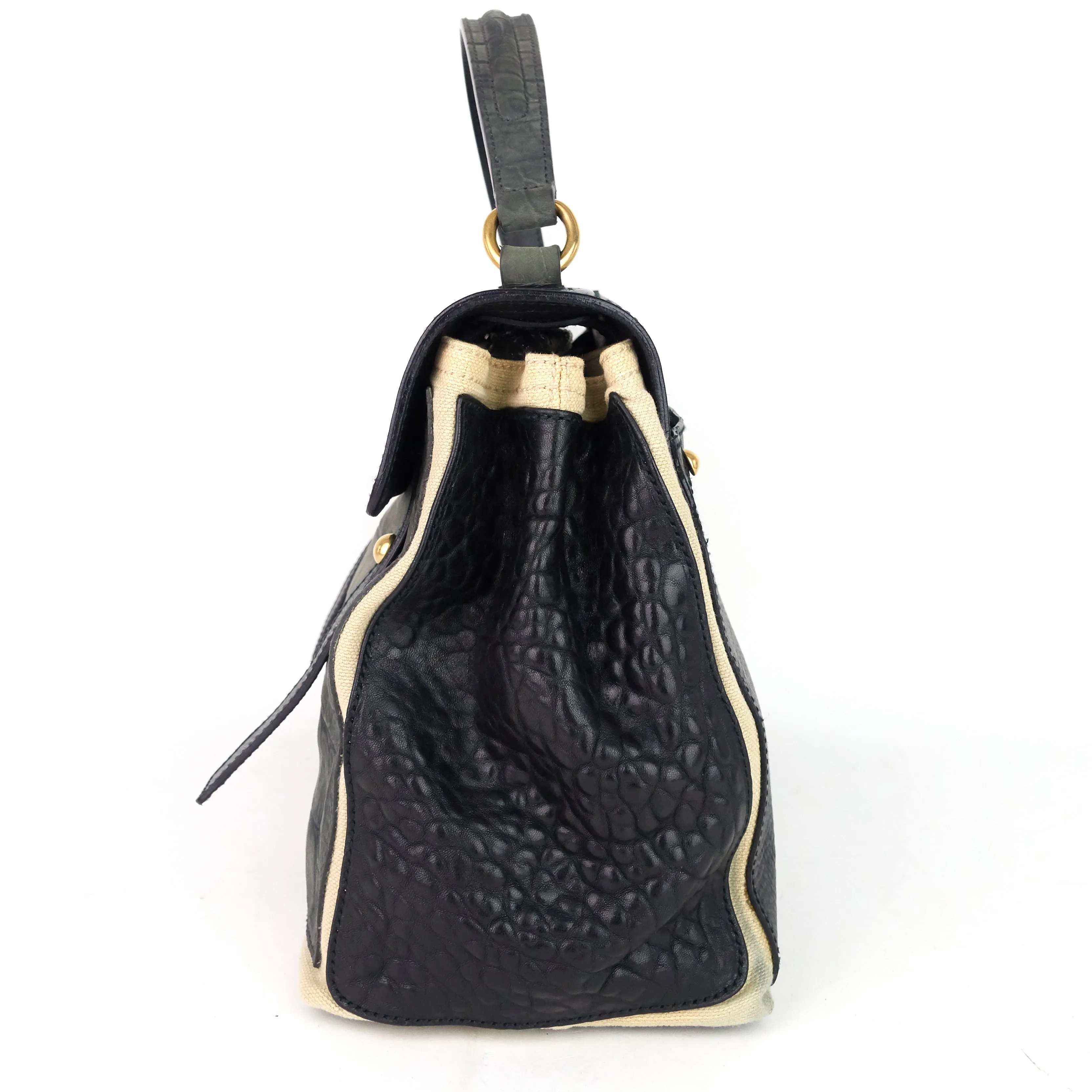 Sac Saint Laurent Muse en cuir bicolore, daim et toile