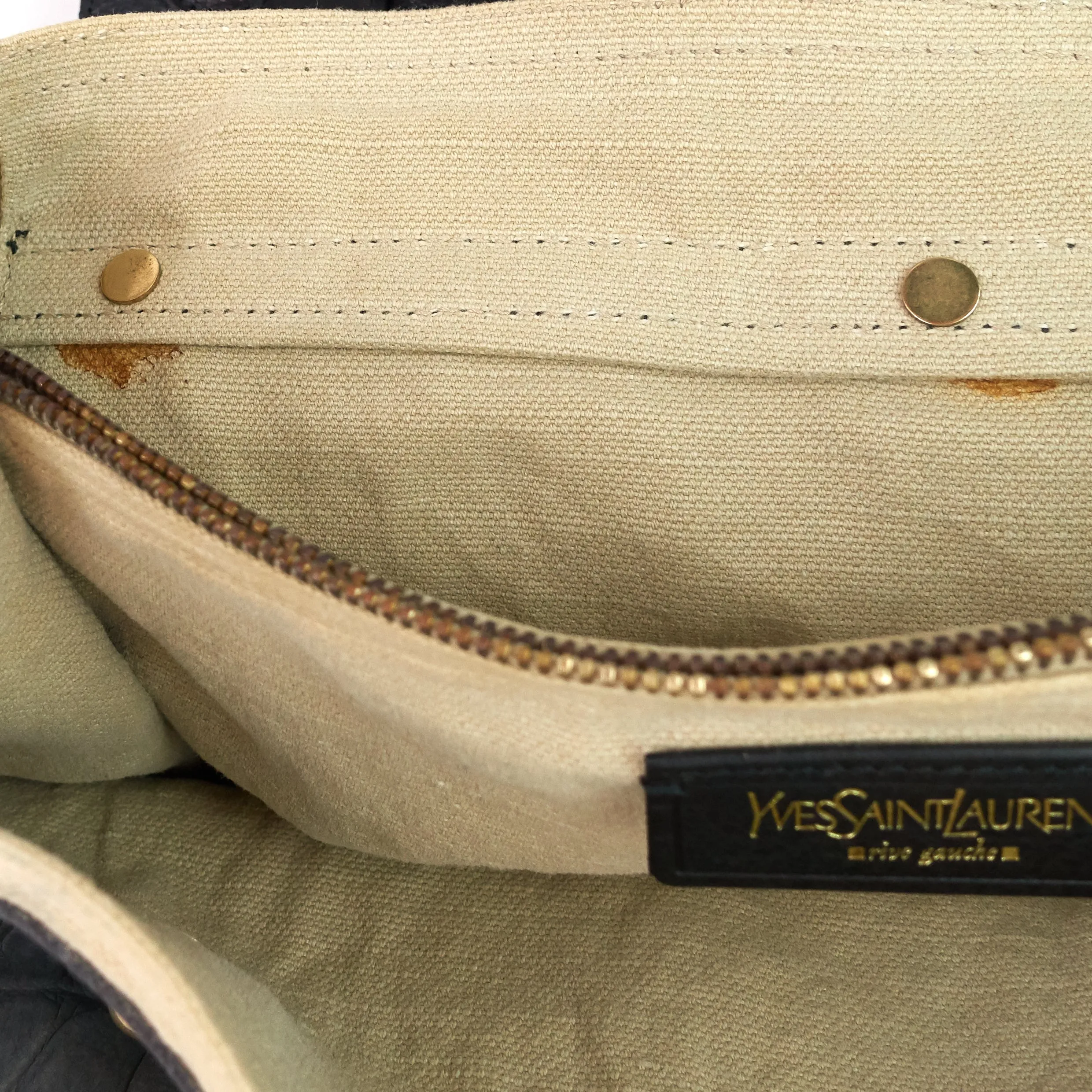 Sac Saint Laurent Muse en cuir bicolore, daim et toile