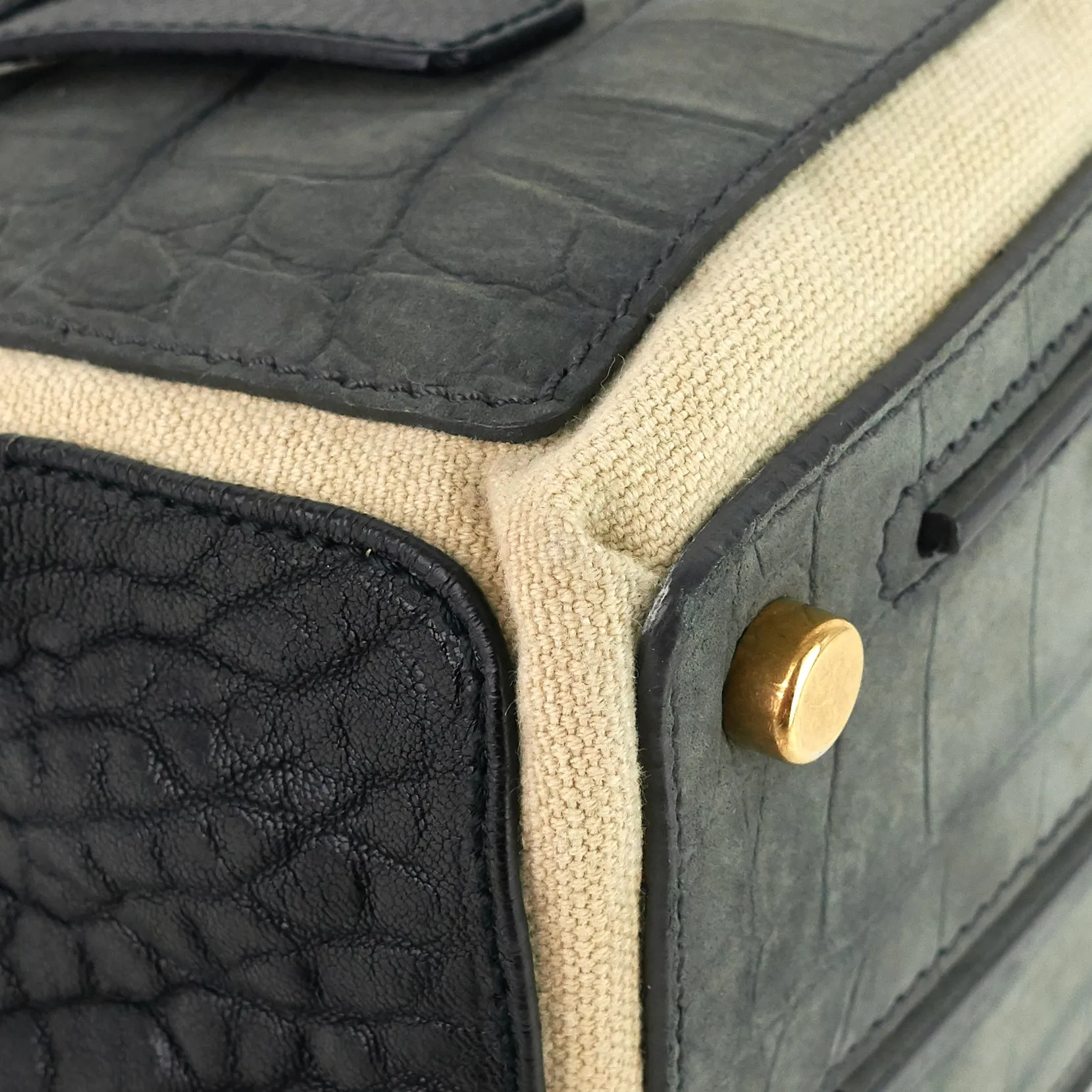 Sac Saint Laurent Muse en cuir bicolore, daim et toile
