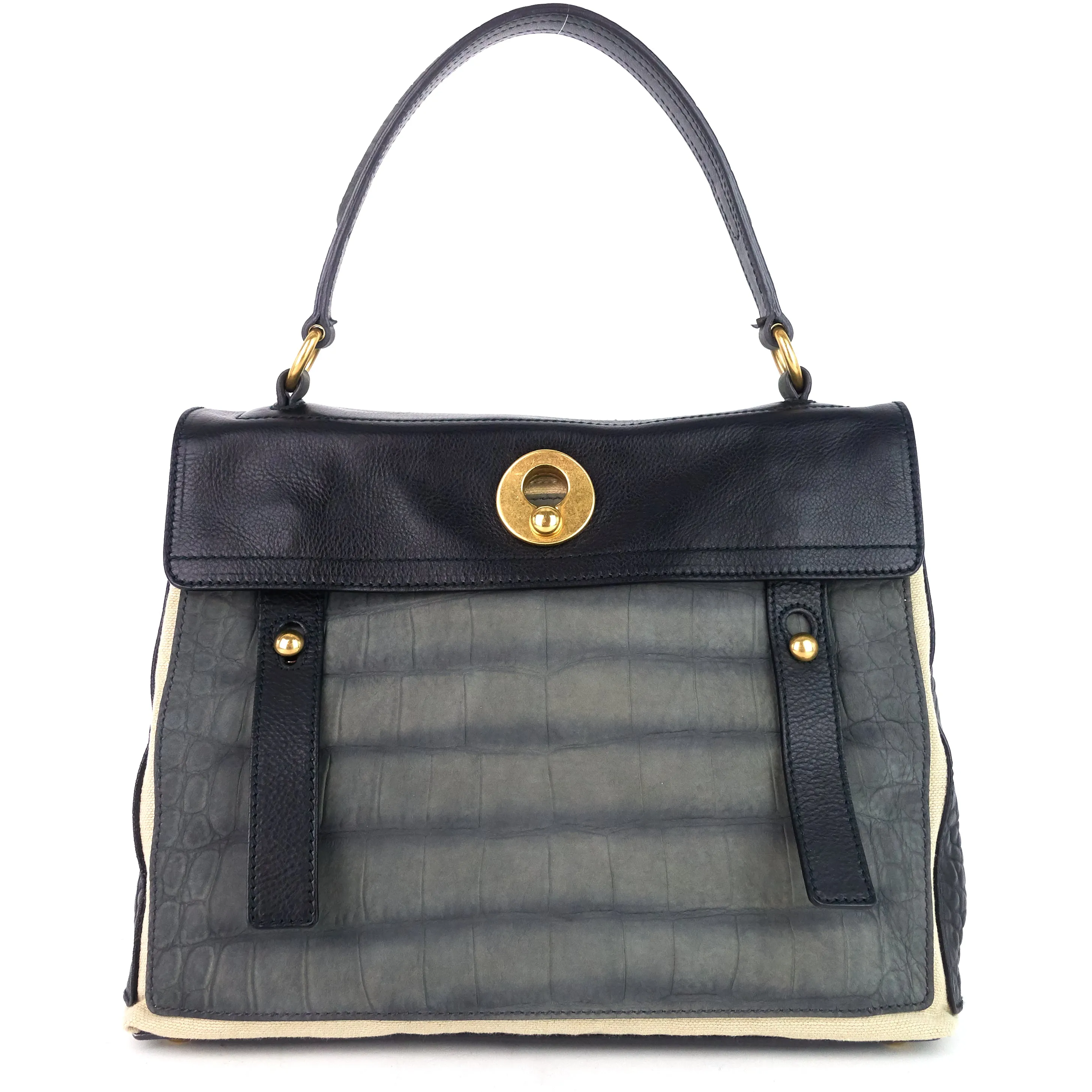 Sac Saint Laurent Muse en cuir bicolore, daim et toile