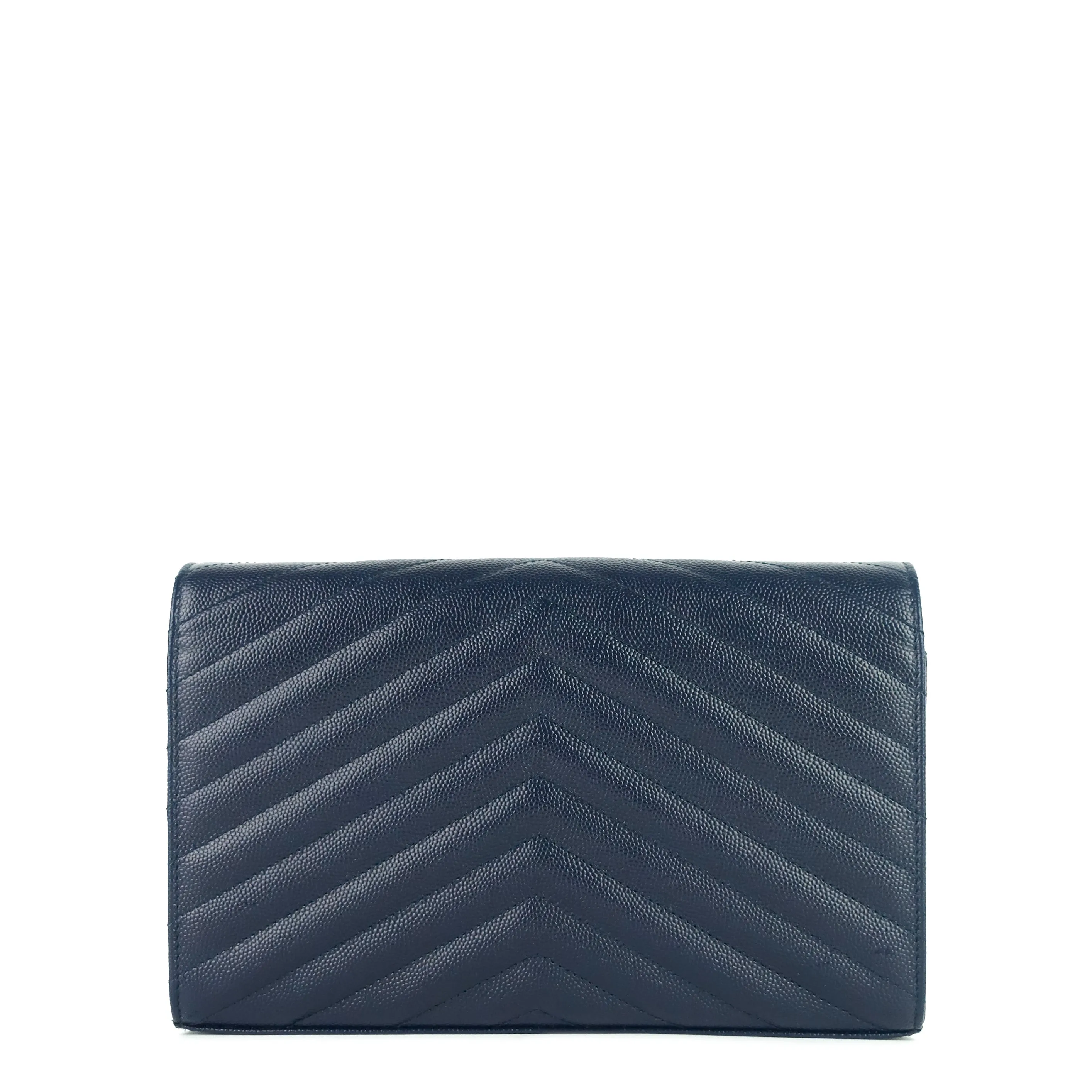 Sac Saint Laurent matelassé en grain de poudre avec chaîne monogramme et portefeuille