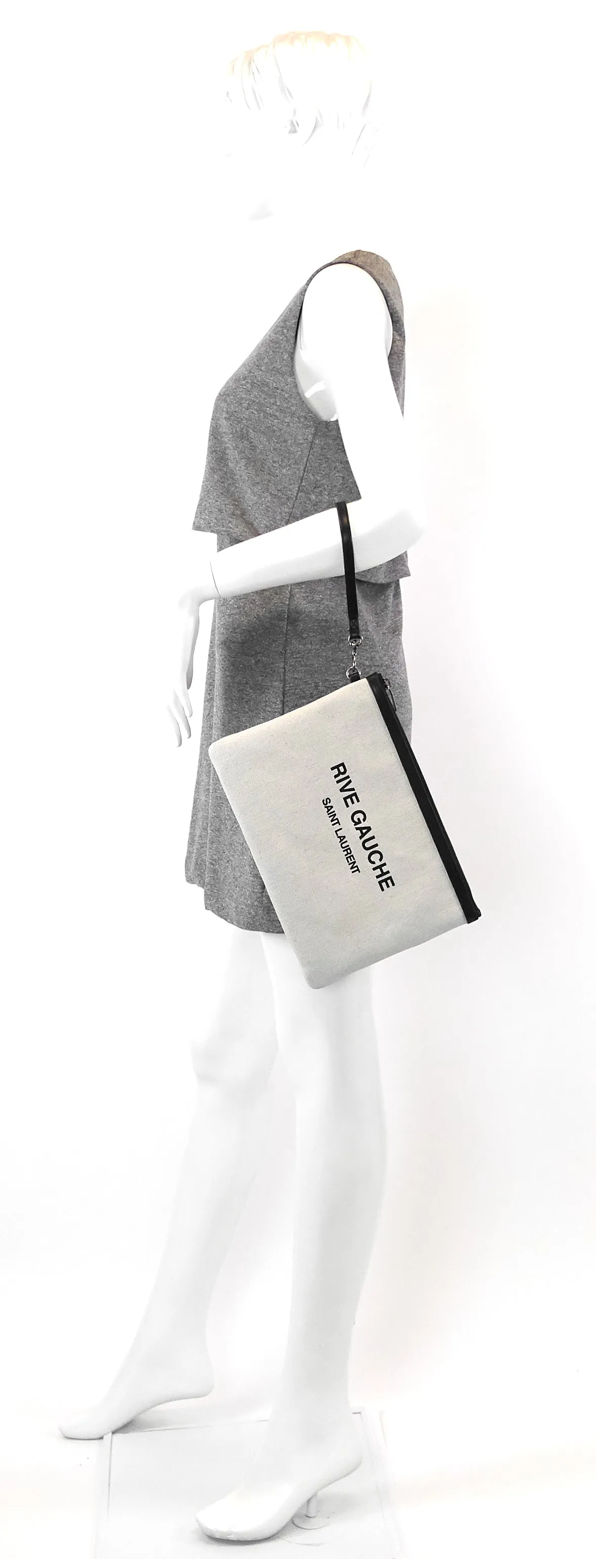 Pochette Saint Laurent Rive Gauche en lin naturel