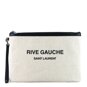 Pochette Saint Laurent Rive Gauche en lin naturel