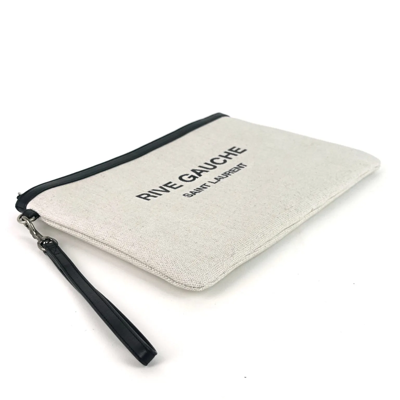 Pochette Saint Laurent Rive Gauche en lin naturel