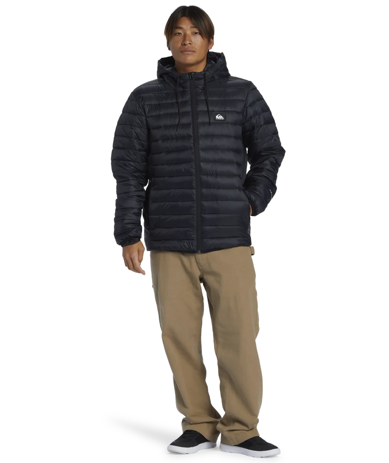 Veste à capuche écailleuse en noir