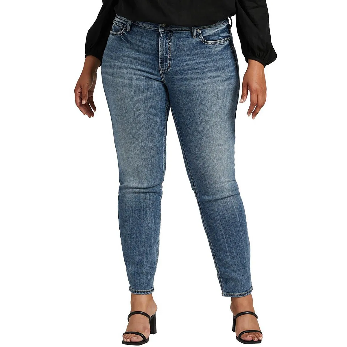 Silver Jeans Co. Femmes Suki Taille Moyenne Coupe Galbée Jean Droit