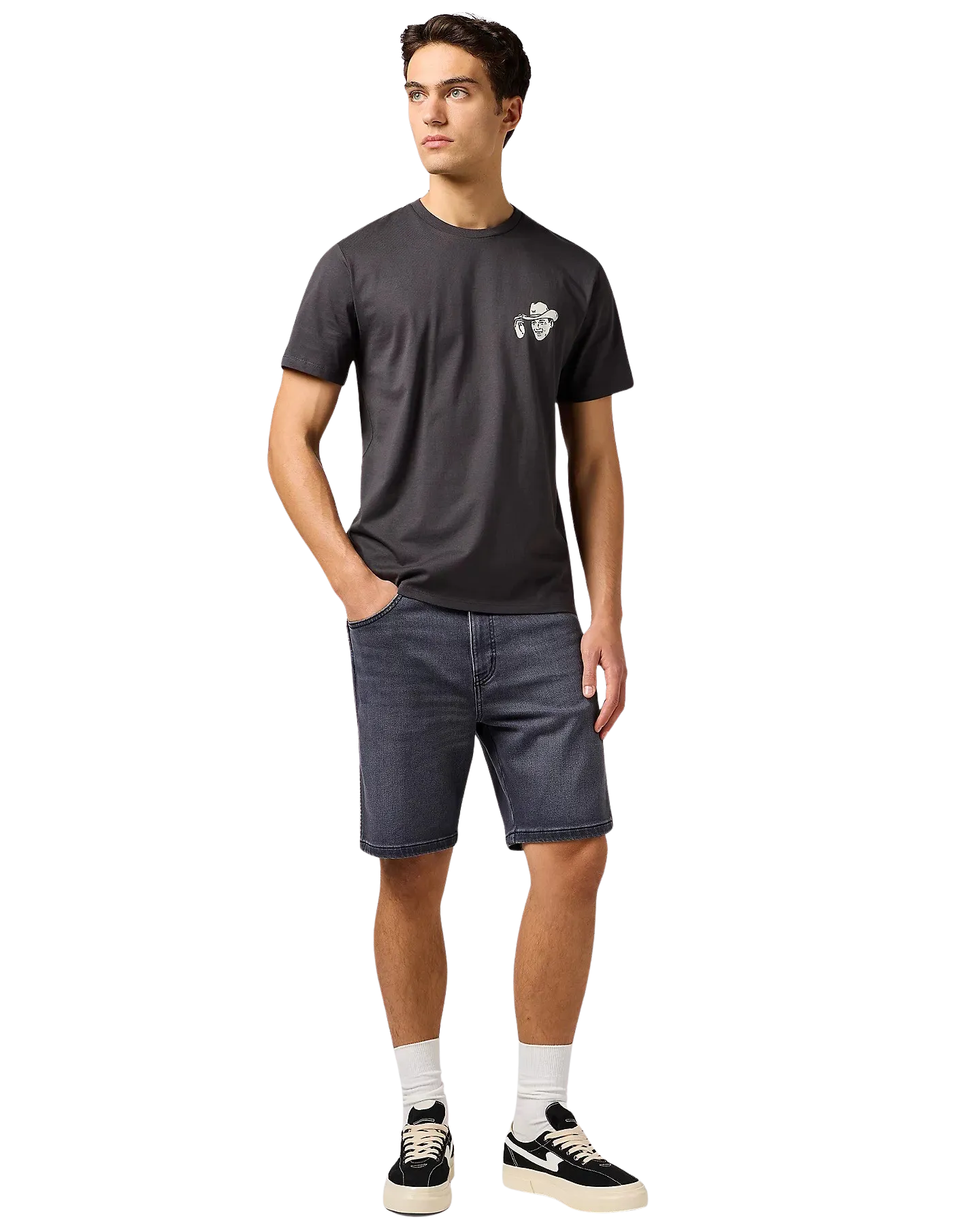 Petit T-Shirt graphique en noir délavé