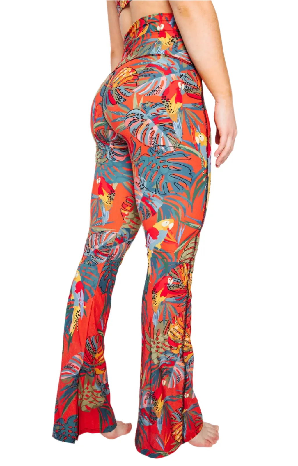 Pantalon Split Flare In Tropical Paradise par Yoga Democracy