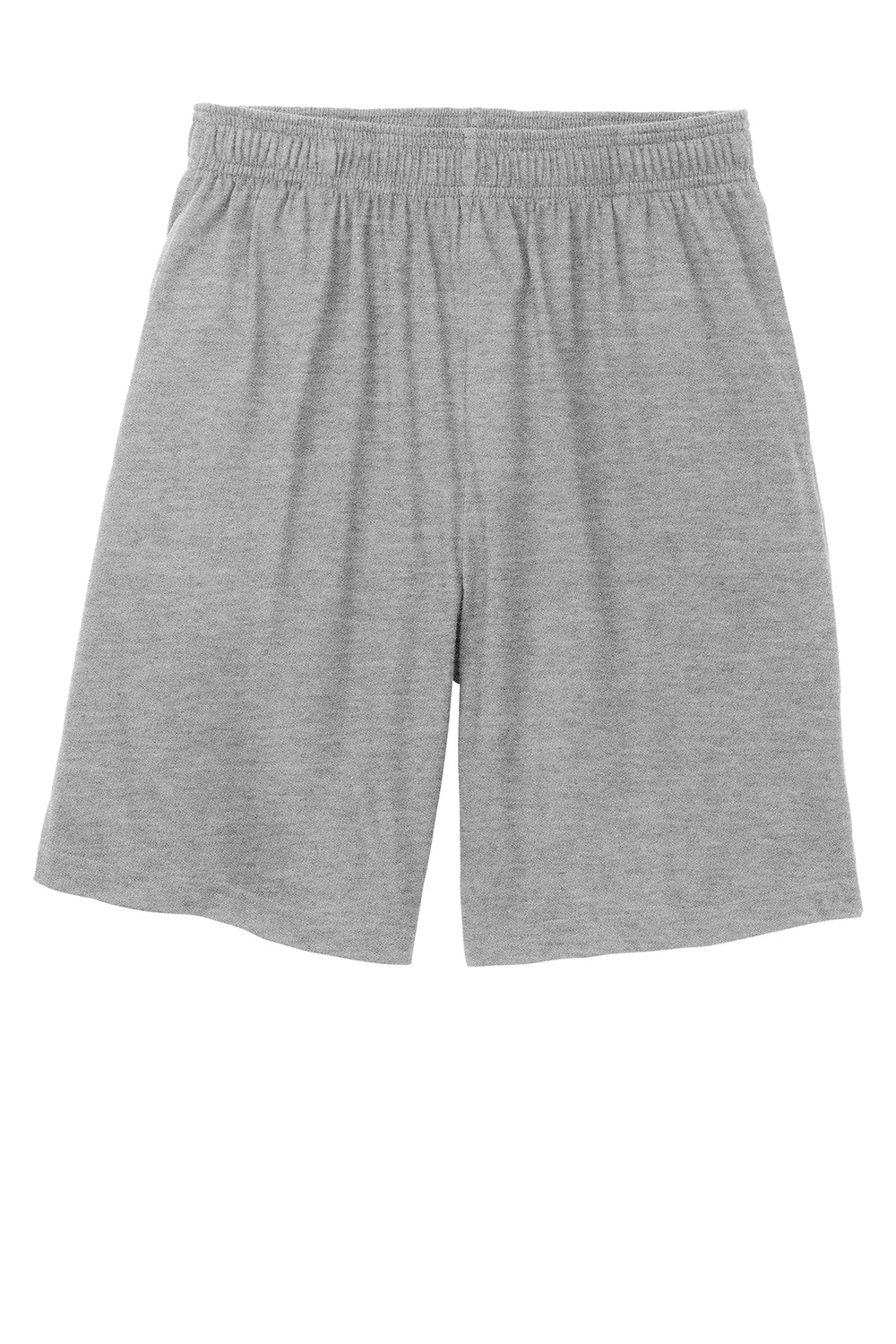 Sport-Tek Shorts Homme en Maille Jersey avec Poches - Gris Chiné