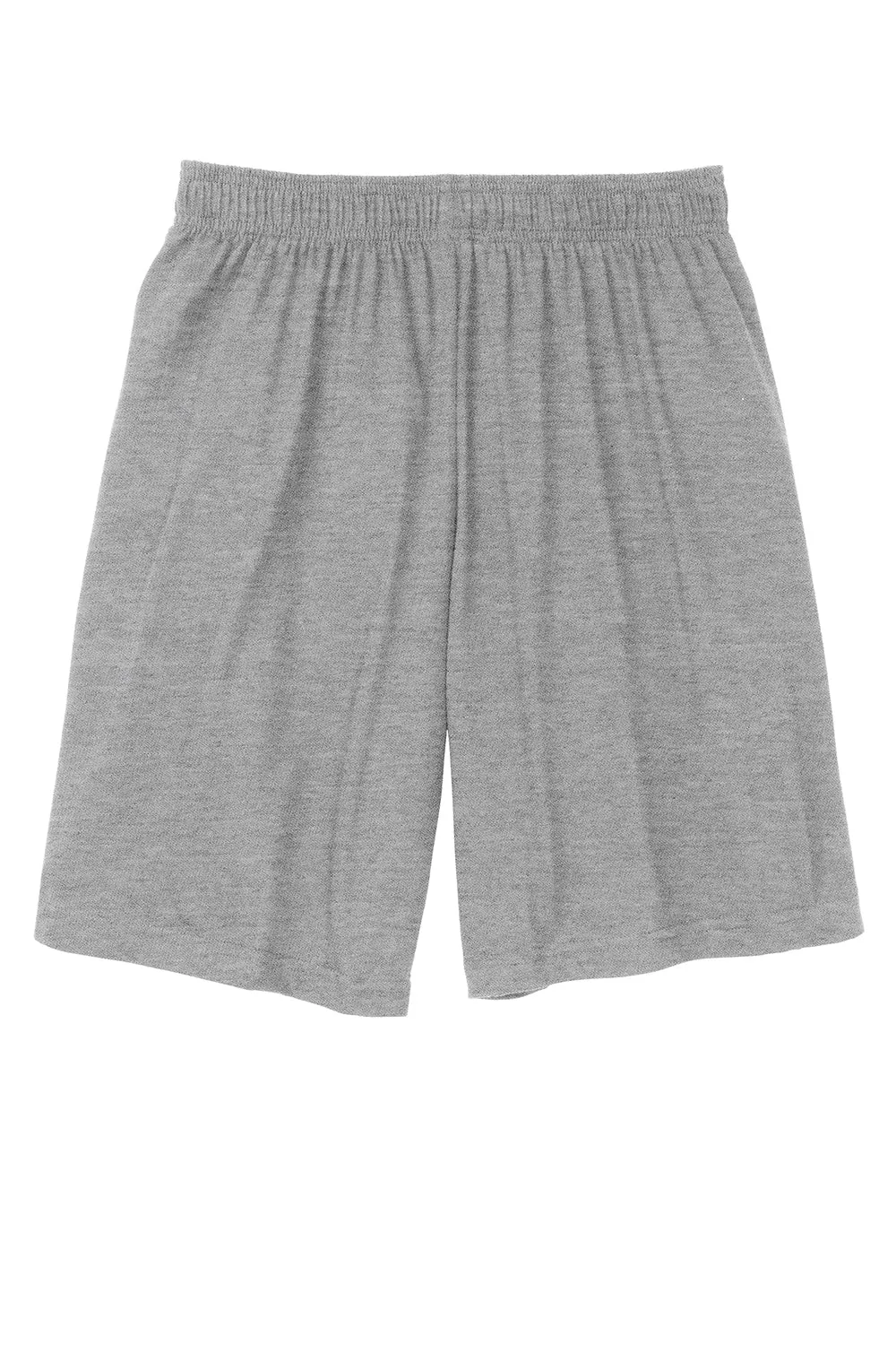 Sport-Tek Shorts Homme en Maille Jersey avec Poches - Gris Chiné