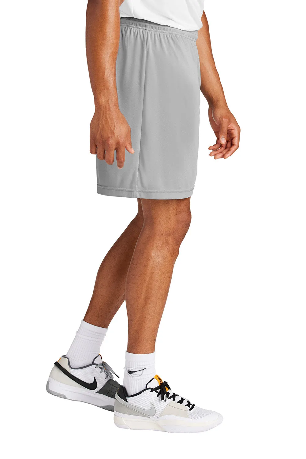 Sport-Tek Shorts de Sport Hommes Concurrence Évacuation d'Humidité - Gris Argenté