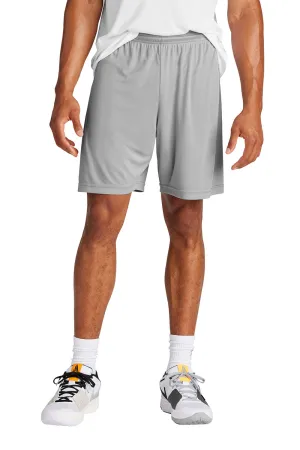 Sport-Tek Shorts de Sport Hommes Concurrence Évacuation d'Humidité - Gris Argenté