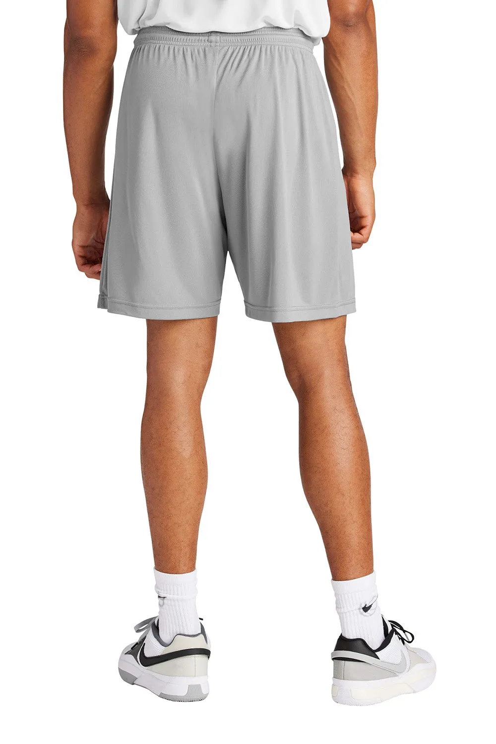 Sport-Tek Shorts de Sport Hommes Concurrence Évacuation d'Humidité - Gris Argenté