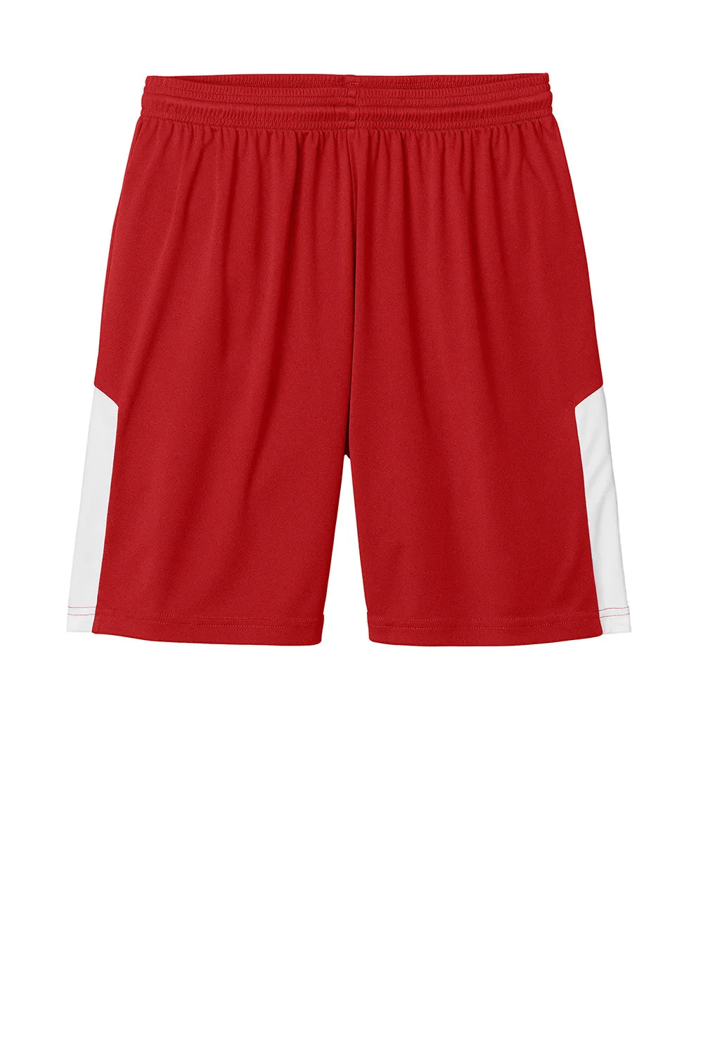 Sport-Tek Shorts de compétition pour hommes à évacuation d'humidité United Athletic - Rouge foncé/Blanc