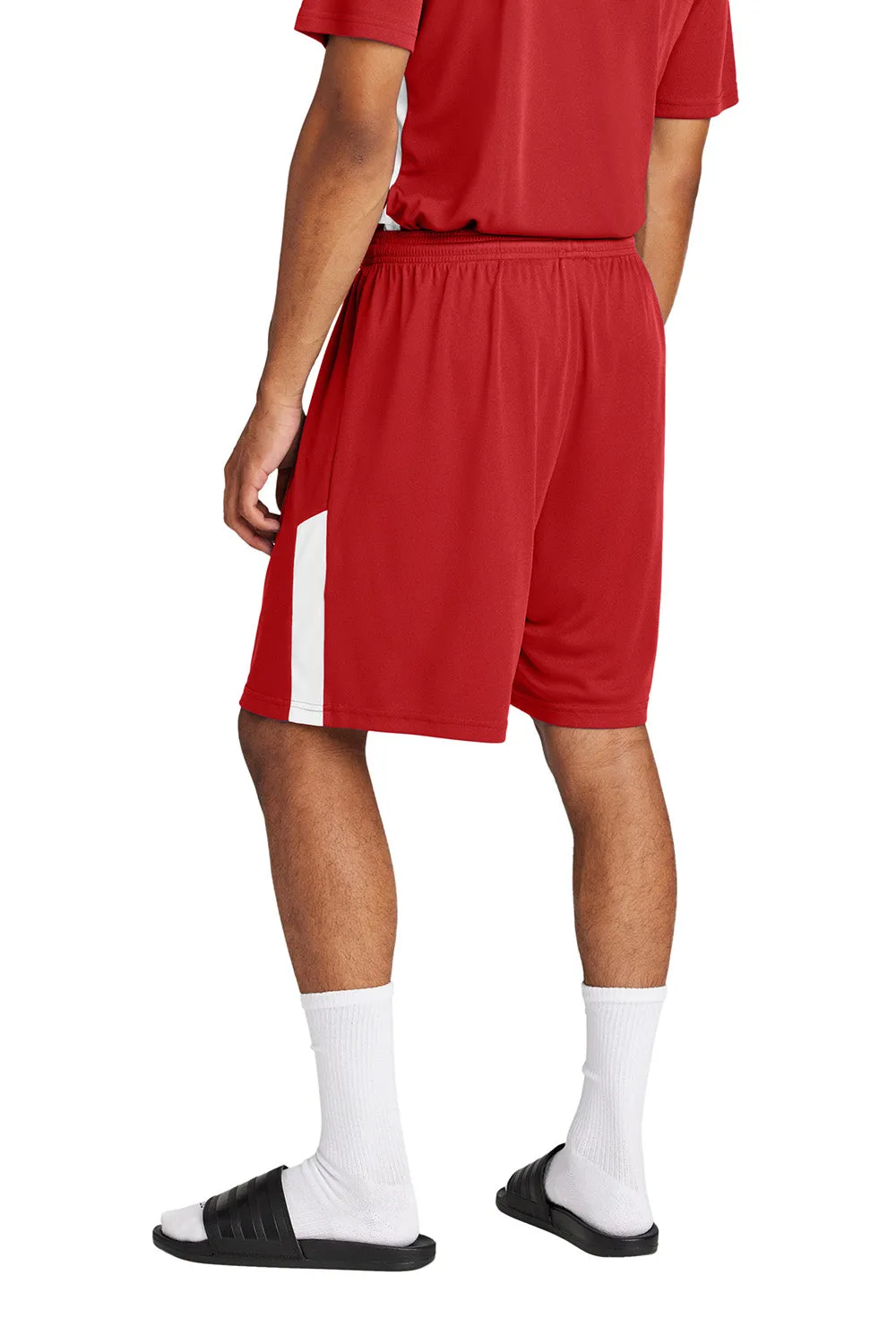 Sport-Tek Shorts de compétition pour hommes à évacuation d'humidité United Athletic - Rouge foncé/Blanc
