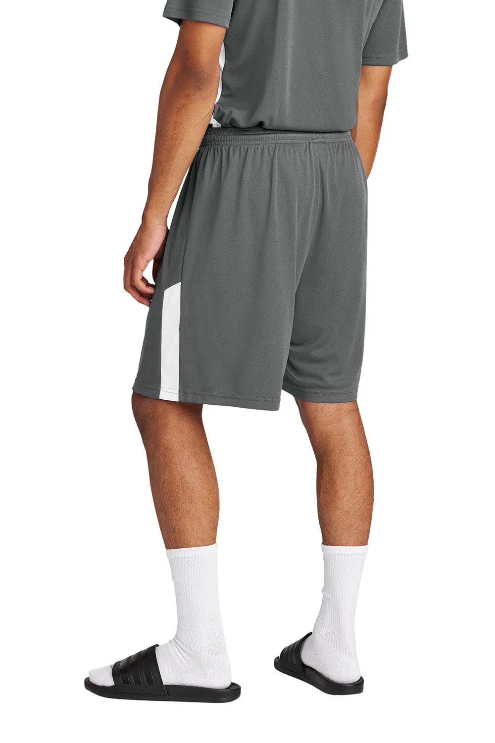 Sport-Tek Shorts de compétition pour hommes à évacuation d'humidité United Athletic - Gris fer/Blanc