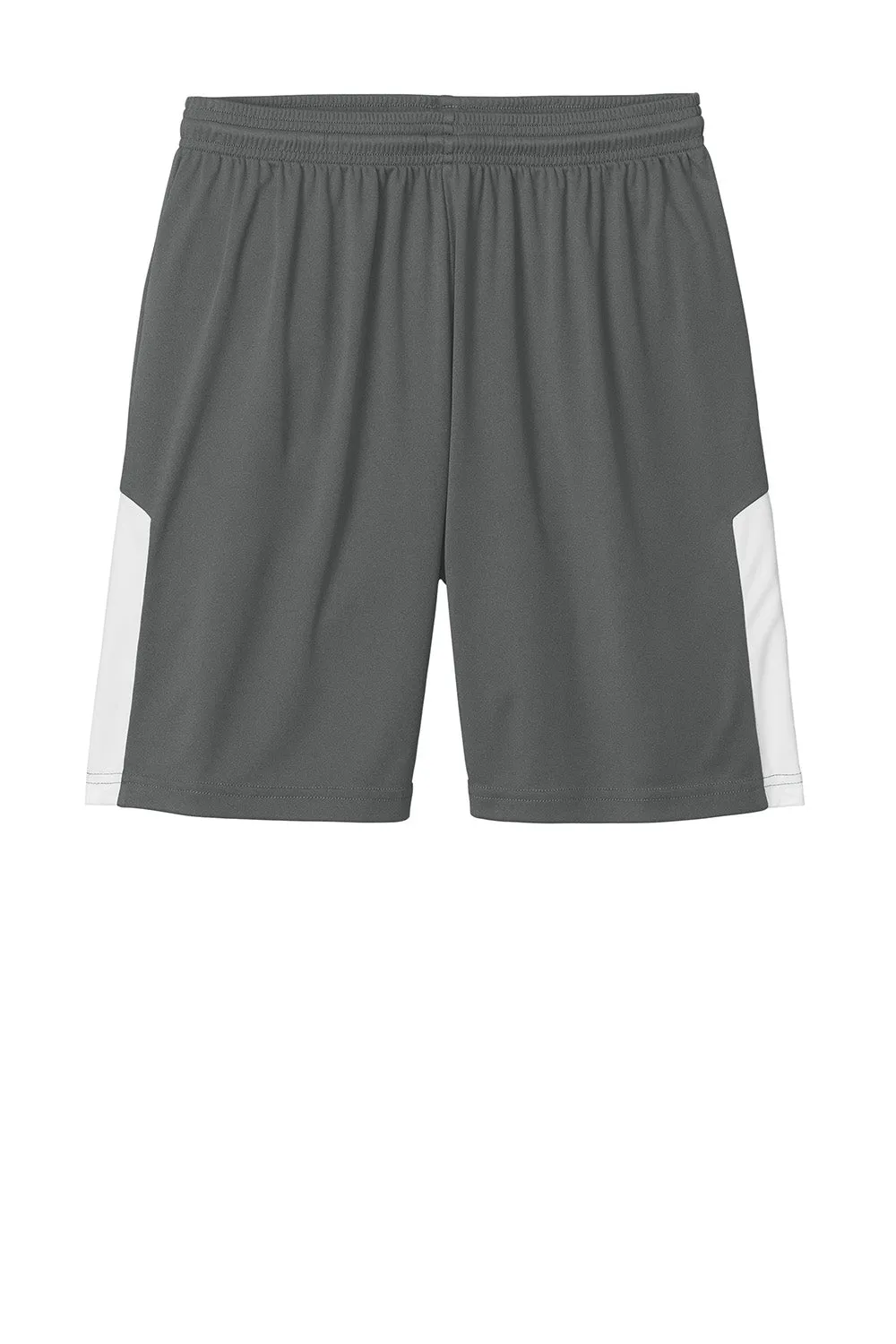 Sport-Tek Shorts de compétition pour hommes à évacuation d'humidité United Athletic - Gris fer/Blanc