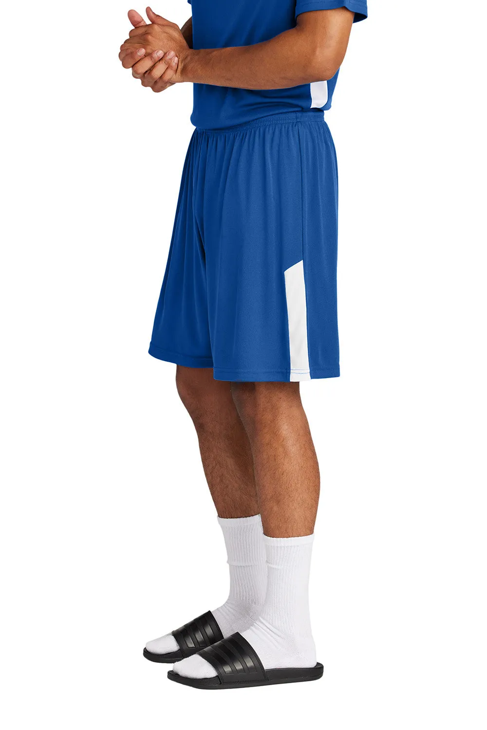 Sport-Tek Shorts de compétition pour hommes à évacuation d'humidité United Athletic - Bleu royal véritable/Blanc