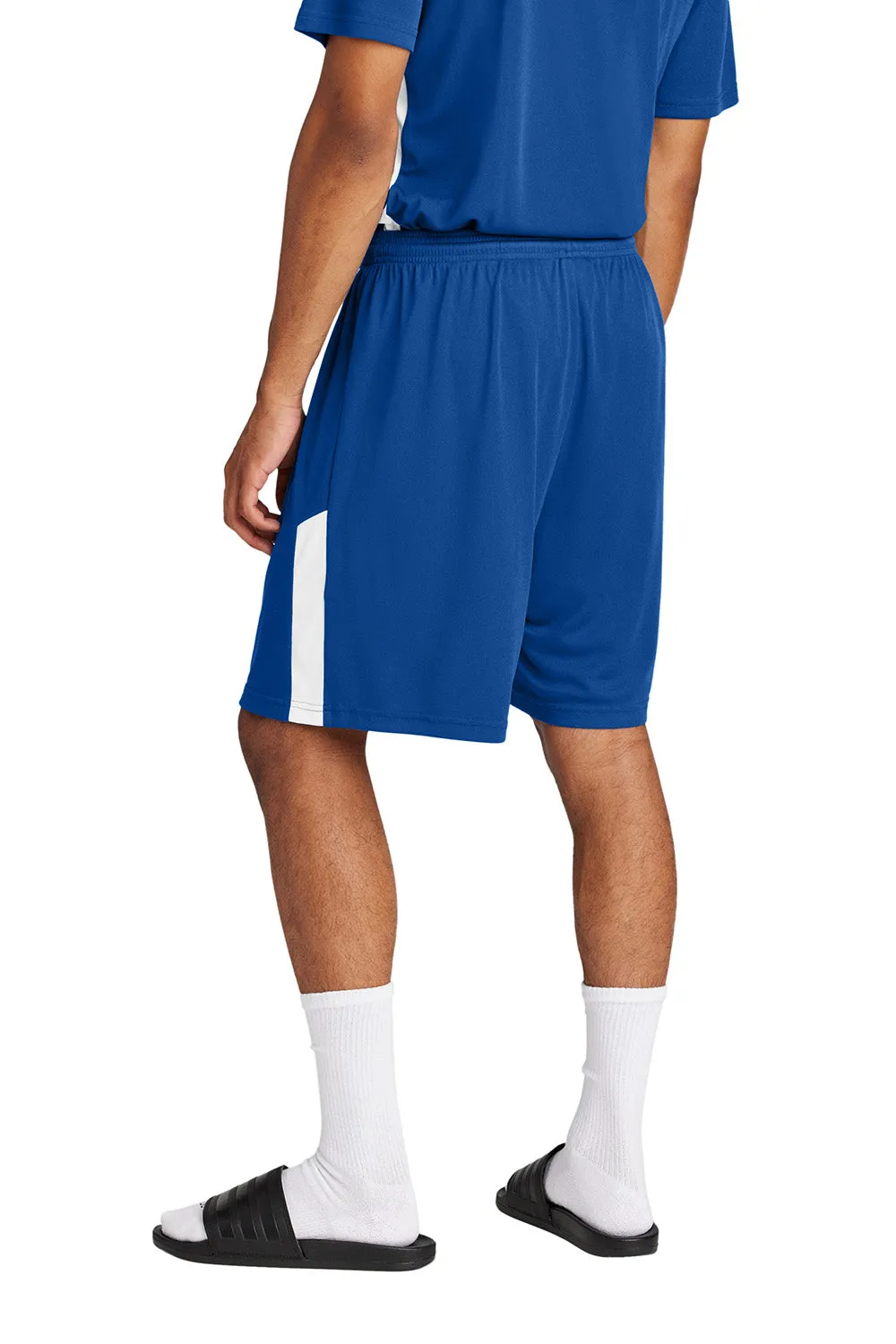 Sport-Tek Shorts de compétition pour hommes à évacuation d'humidité United Athletic - Bleu royal véritable/Blanc