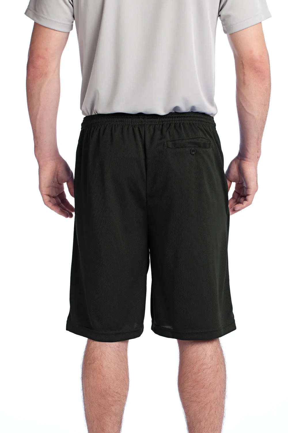 Sport-Tek Shorts Homme en Maille Résistante Évacuation d'Humidité avec Poches - Noir
