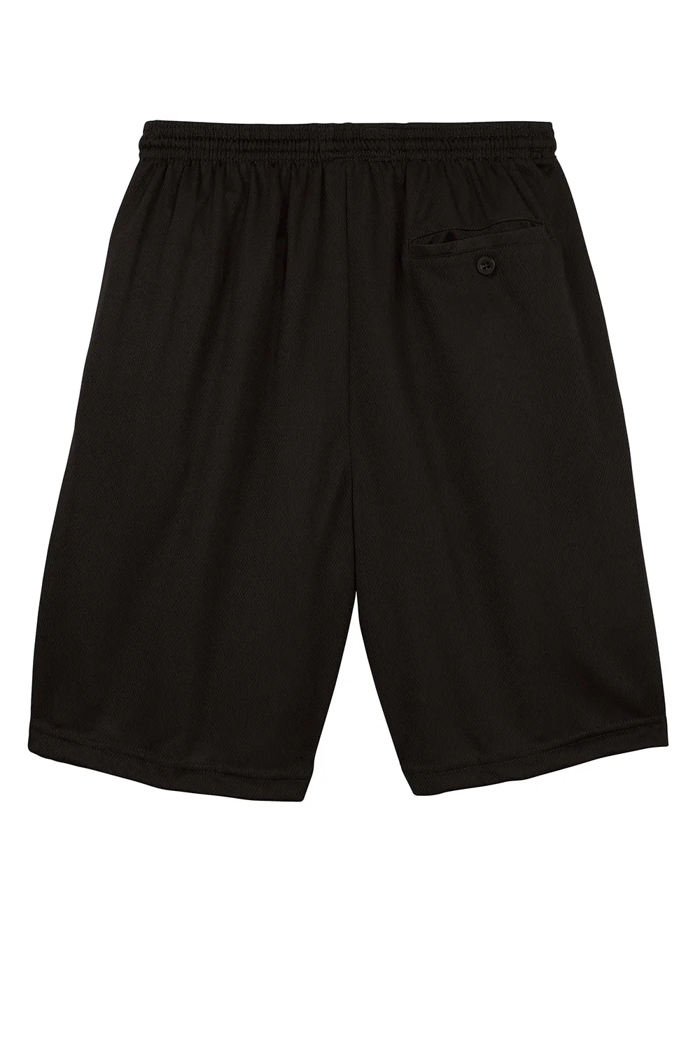 Sport-Tek Shorts Homme en Maille Résistante Évacuation d'Humidité avec Poches - Noir
