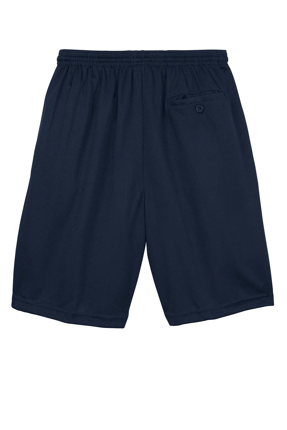 Sport-Tek Shorts Homme en Maille Résistante Respirante avec Poches - Bleu Marine