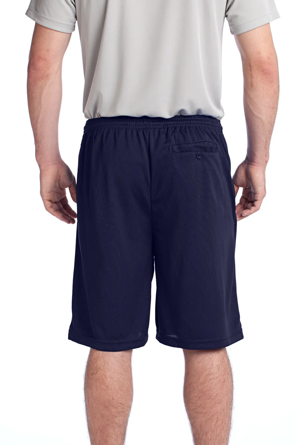 Sport-Tek Shorts Homme en Maille Résistante Respirante avec Poches - Bleu Marine
