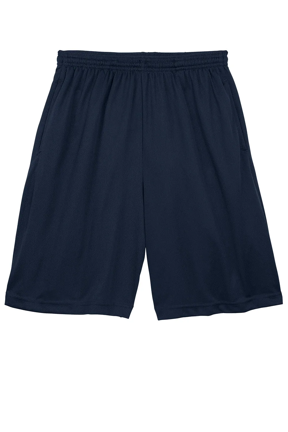 Sport-Tek Shorts Homme en Maille Résistante Respirante avec Poches - Bleu Marine