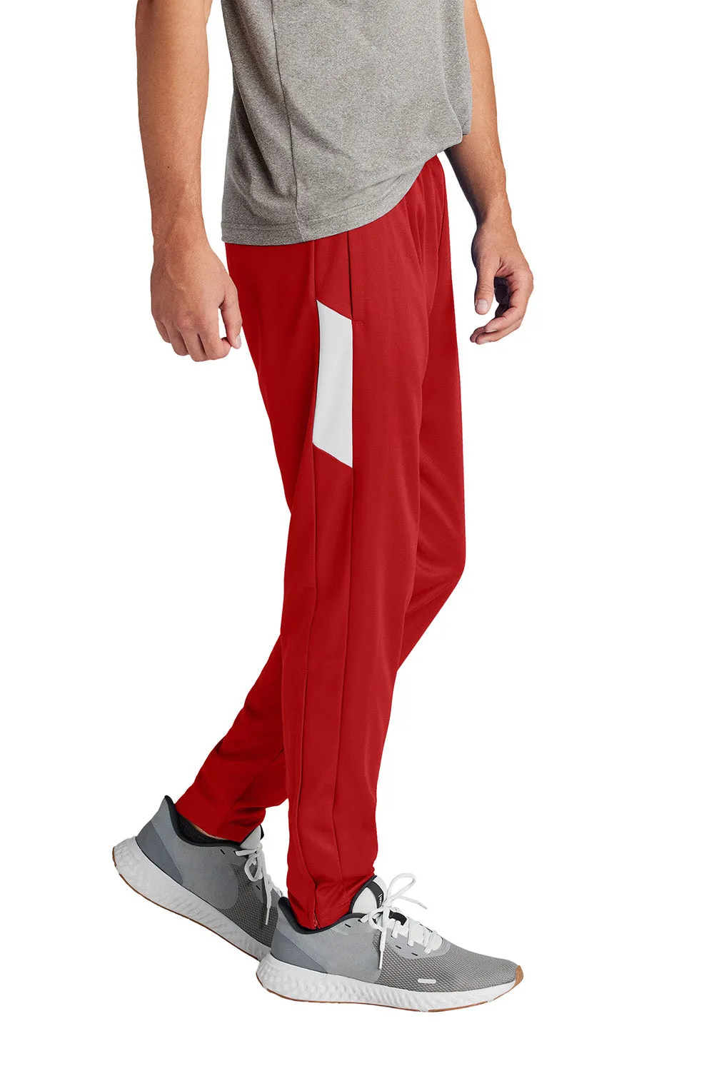 Pantalon de voyage pour homme Sport-Tek à évacuation de l'humidité avec poches - Rouge foncé/Blanc