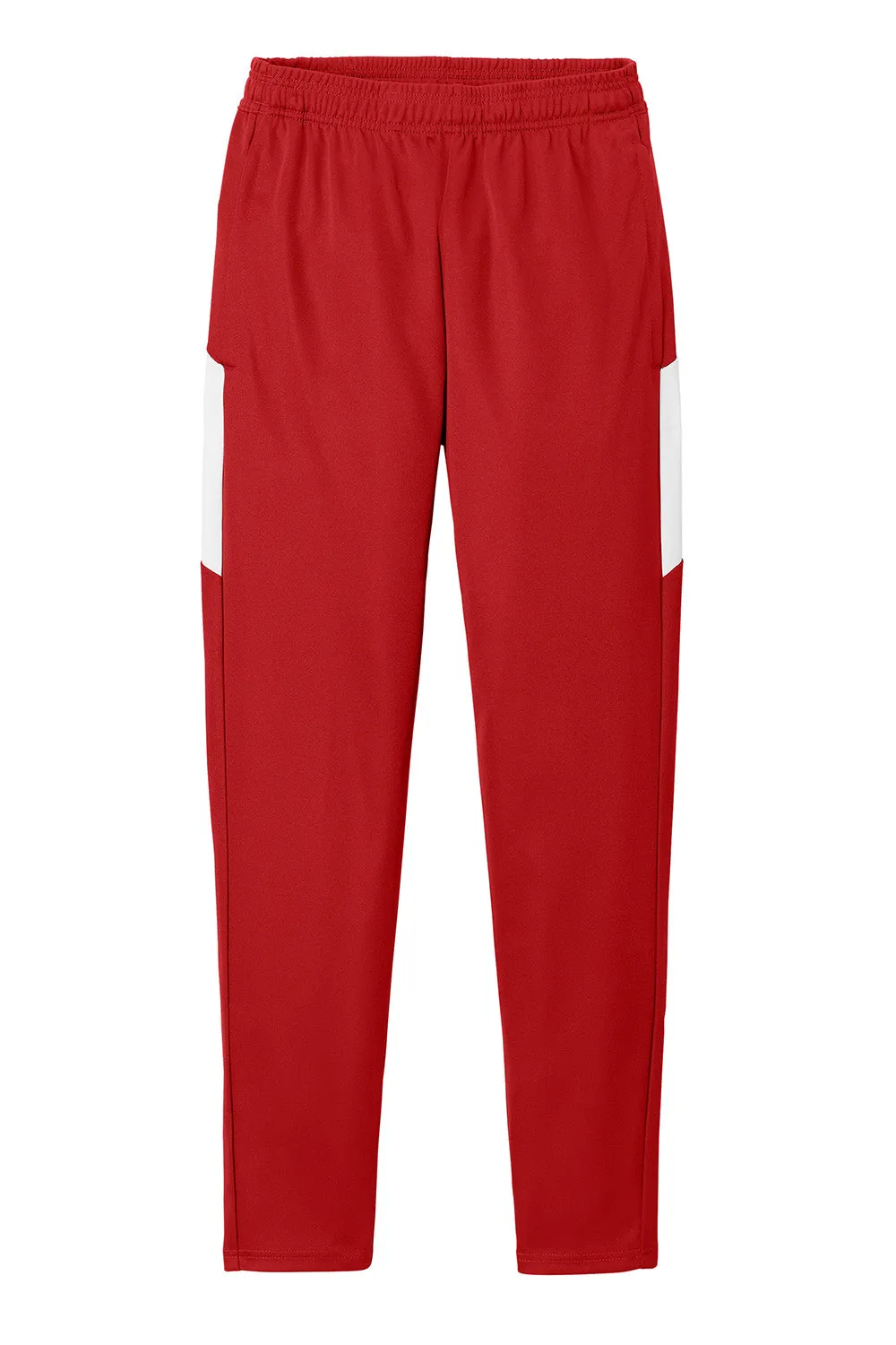 Pantalon de voyage pour homme Sport-Tek à évacuation de l'humidité avec poches - Rouge foncé/Blanc
