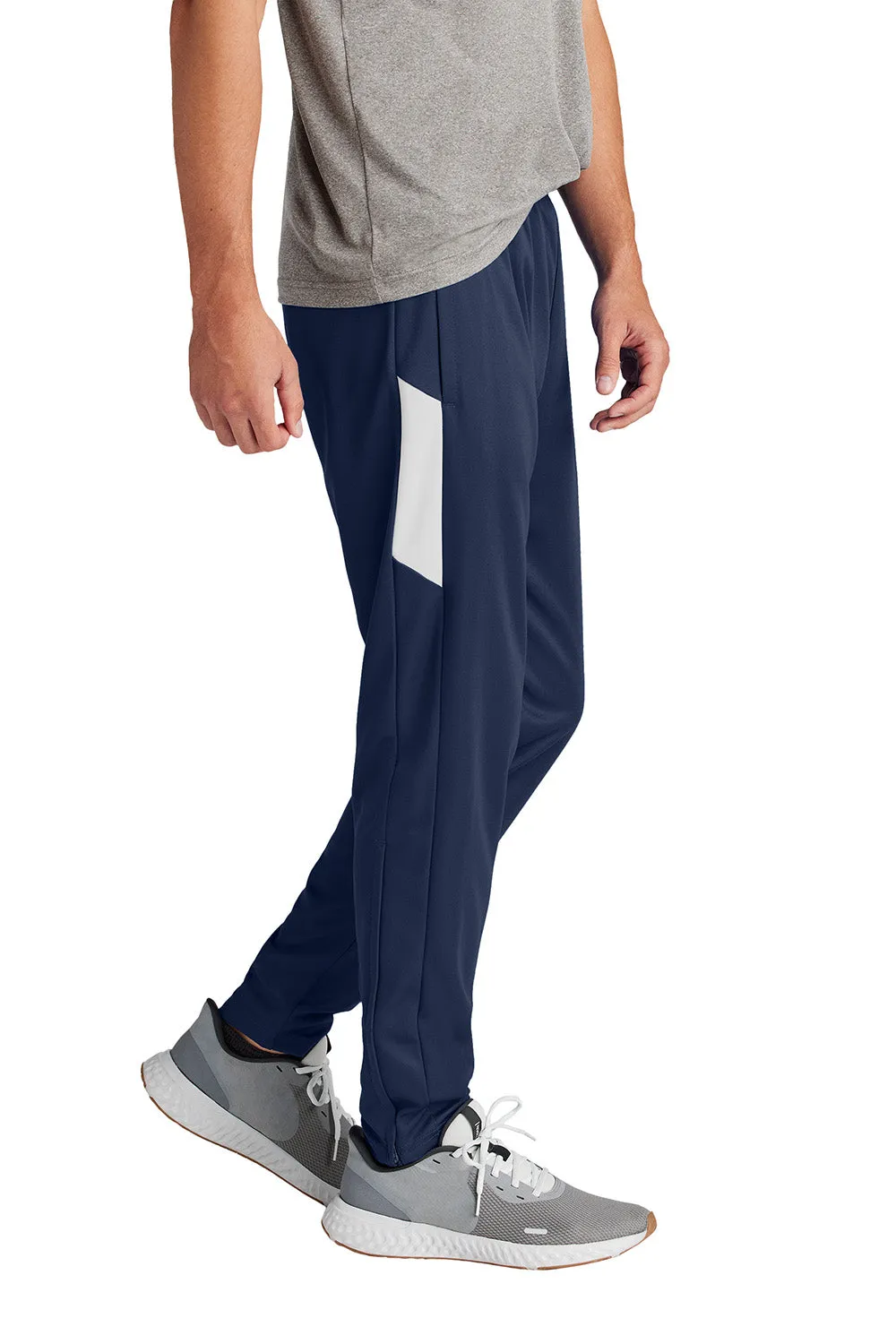 Pantalon de voyage pour homme Sport-Tek à évacuation de l'humidité avec poches - Bleu marine véritable/Blanc