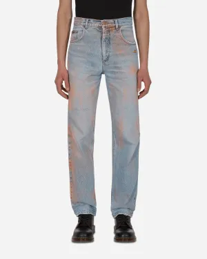 Pantalon Denim Vintage Peint à la Bombe Bleu