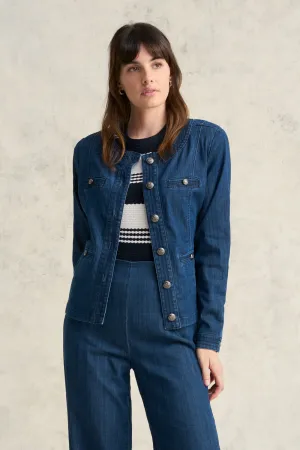 Veste en jean avec détails de coutures - Jean bleu moyen