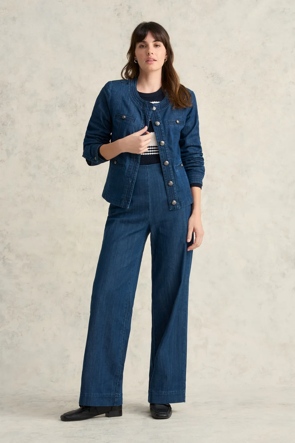 Veste en jean avec détails de coutures - Jean bleu moyen