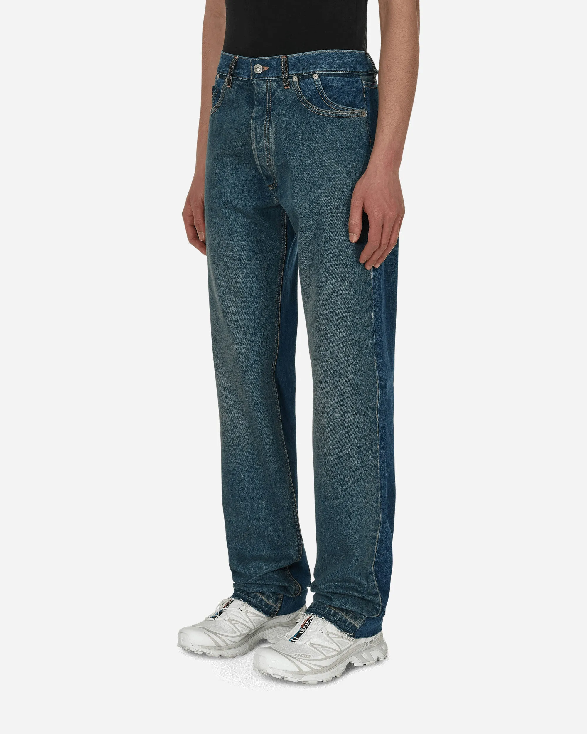 Pantalon en jean délavé droit bleu