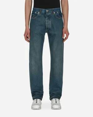Pantalon en jean délavé droit bleu