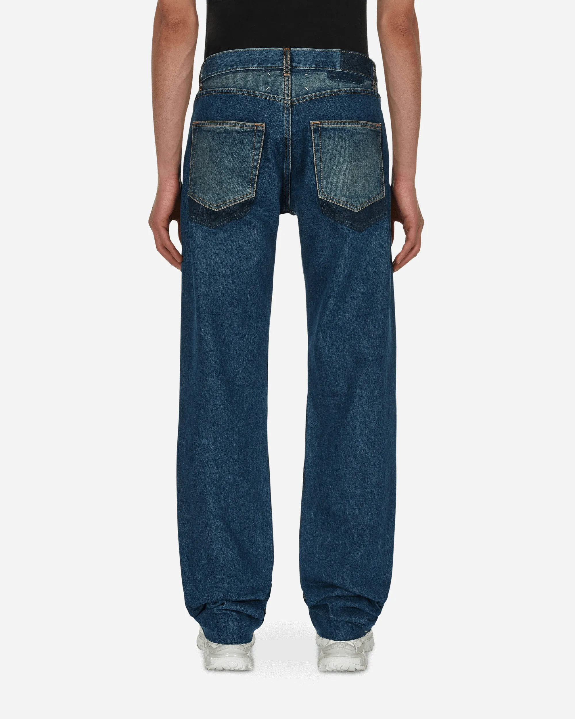 Pantalon en jean délavé droit bleu