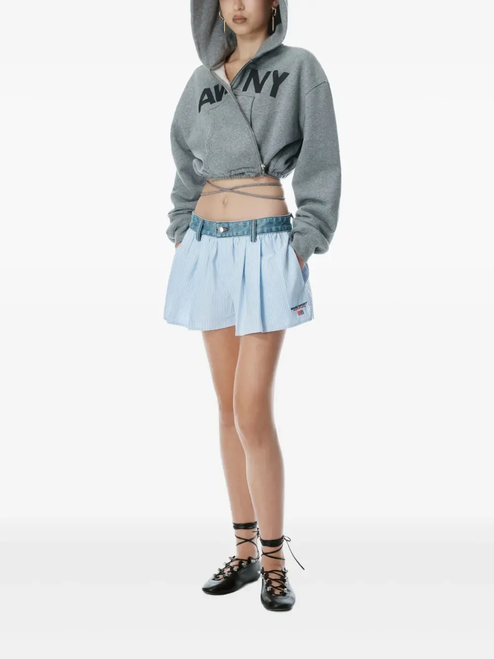 T BY ALEXANDER WANG - Shorts en denim avec ceinture pour femme_alexanderwang-t