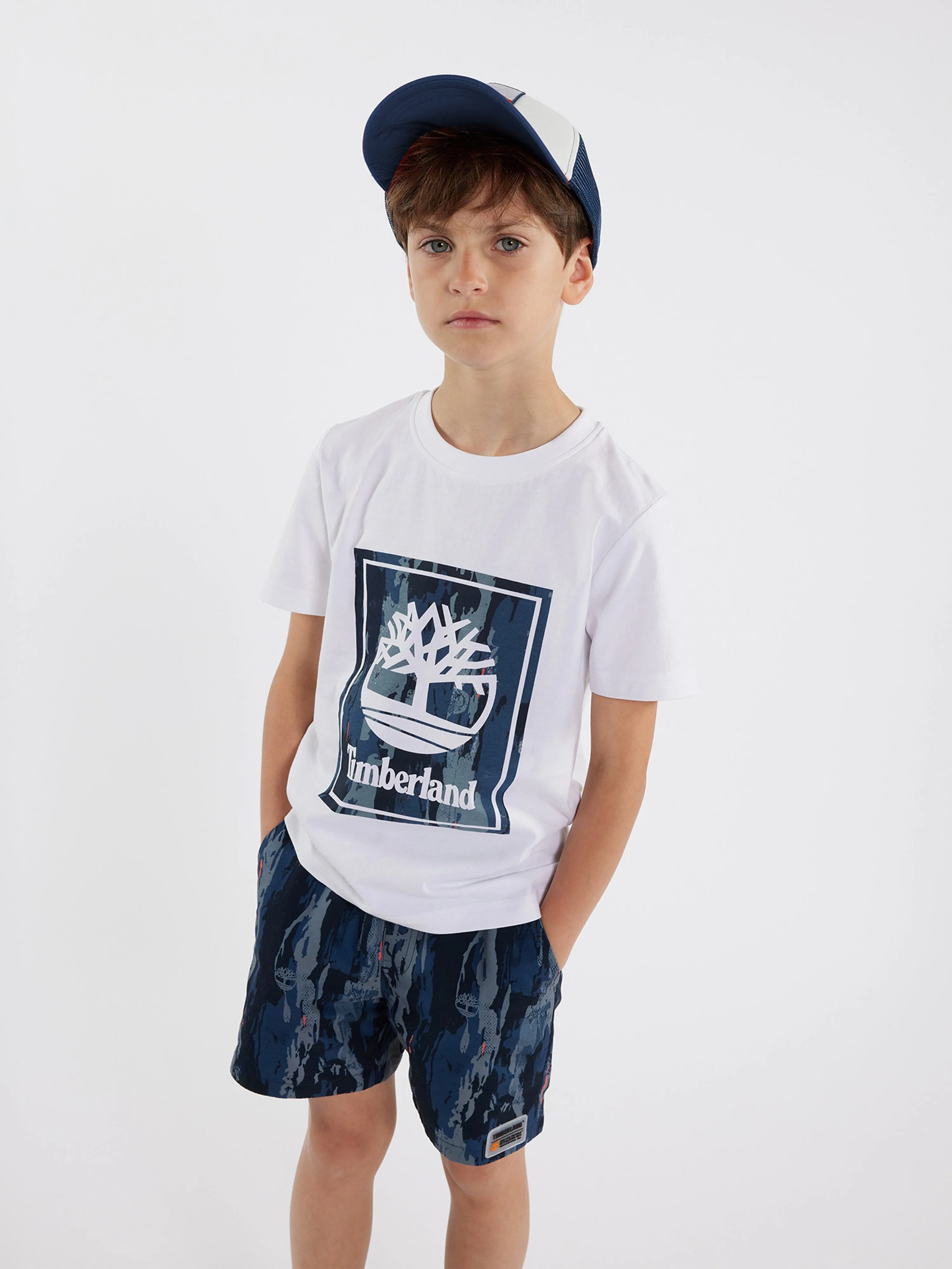 Short de bain à motifs Timberland pour garçons en bleu